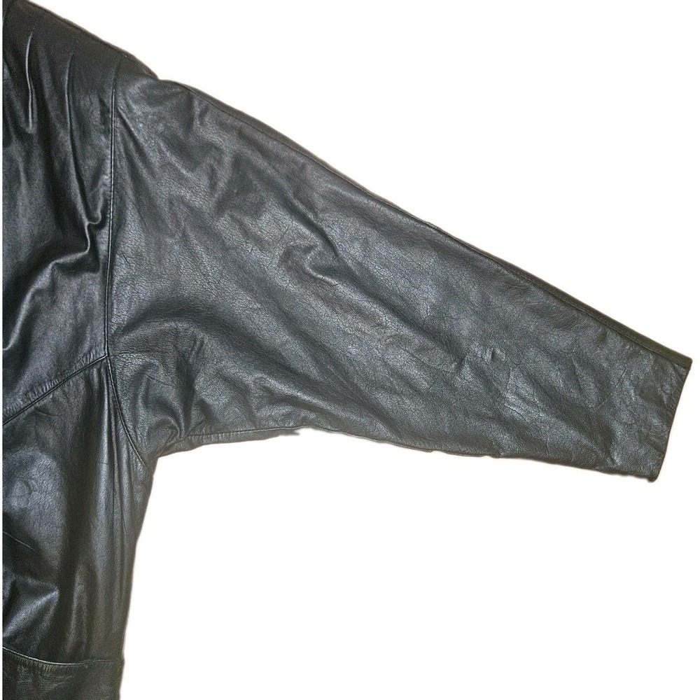Wilsons Leather Trench Coat Black Duster Small Thinsulate Batwing Dolman Long - Picture 8 of 16